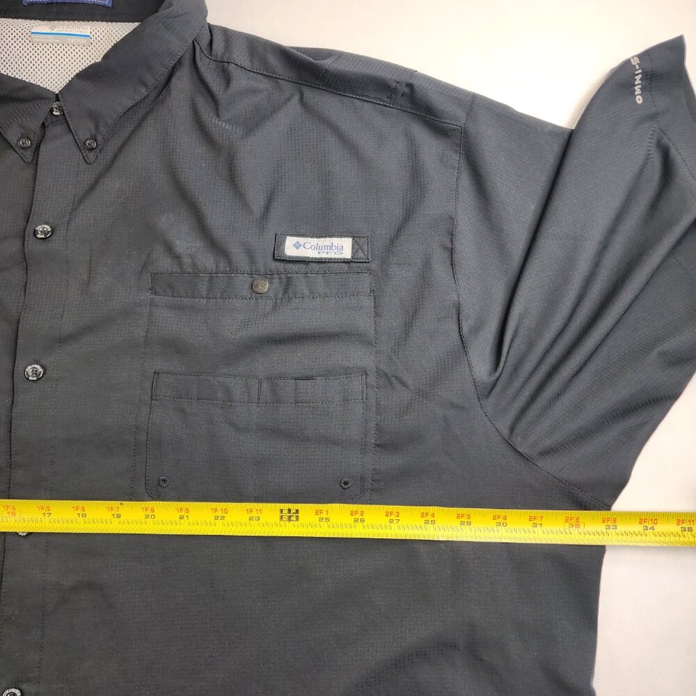 Columbia PFG Bahama Shirt Mens 5XT Tall Black Short Sleeve Vented Omni Shade - Picture 11 of 14